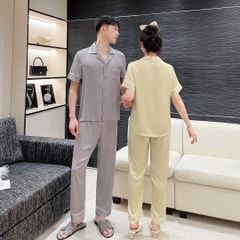 Đồ bộ ngủ Pyjama lụa băng tay ngắn quần dài couple CND7