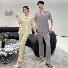 Đồ bộ ngủ Pyjama lụa băng tay ngắn quần dài couple CND7