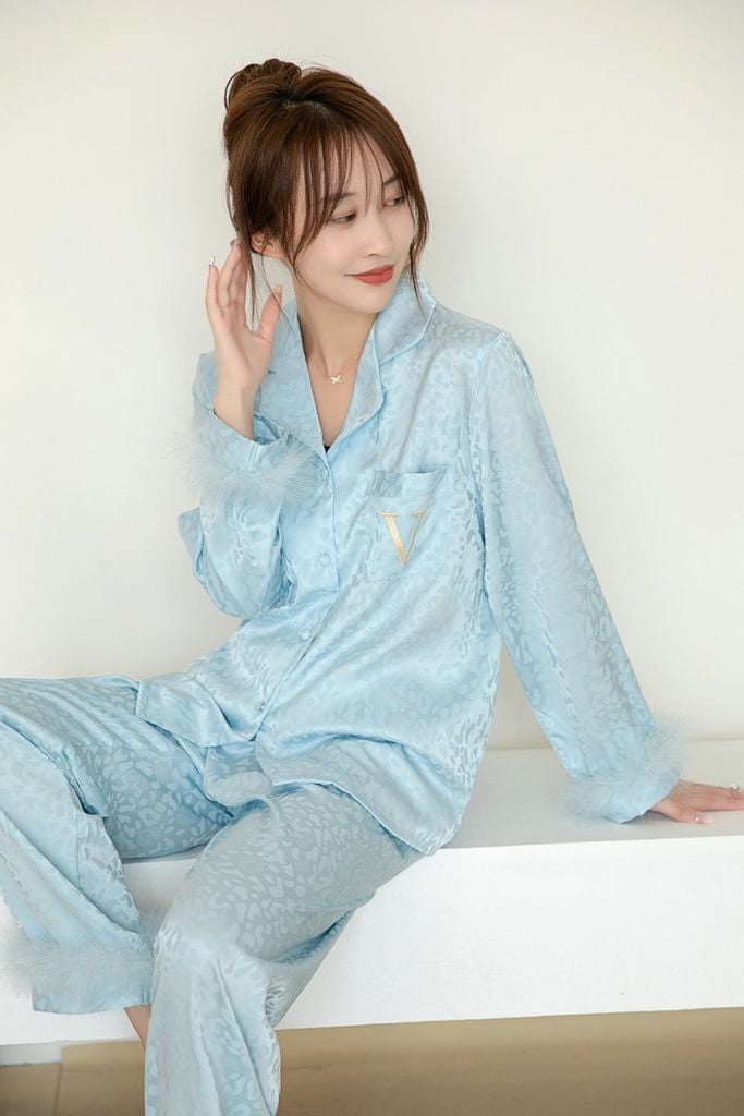 Đồ bộ Pijama lụa băng tay dài quần dài TD70