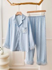 Đồ bộ Pijama lụa băng tay dài quần dài TD70