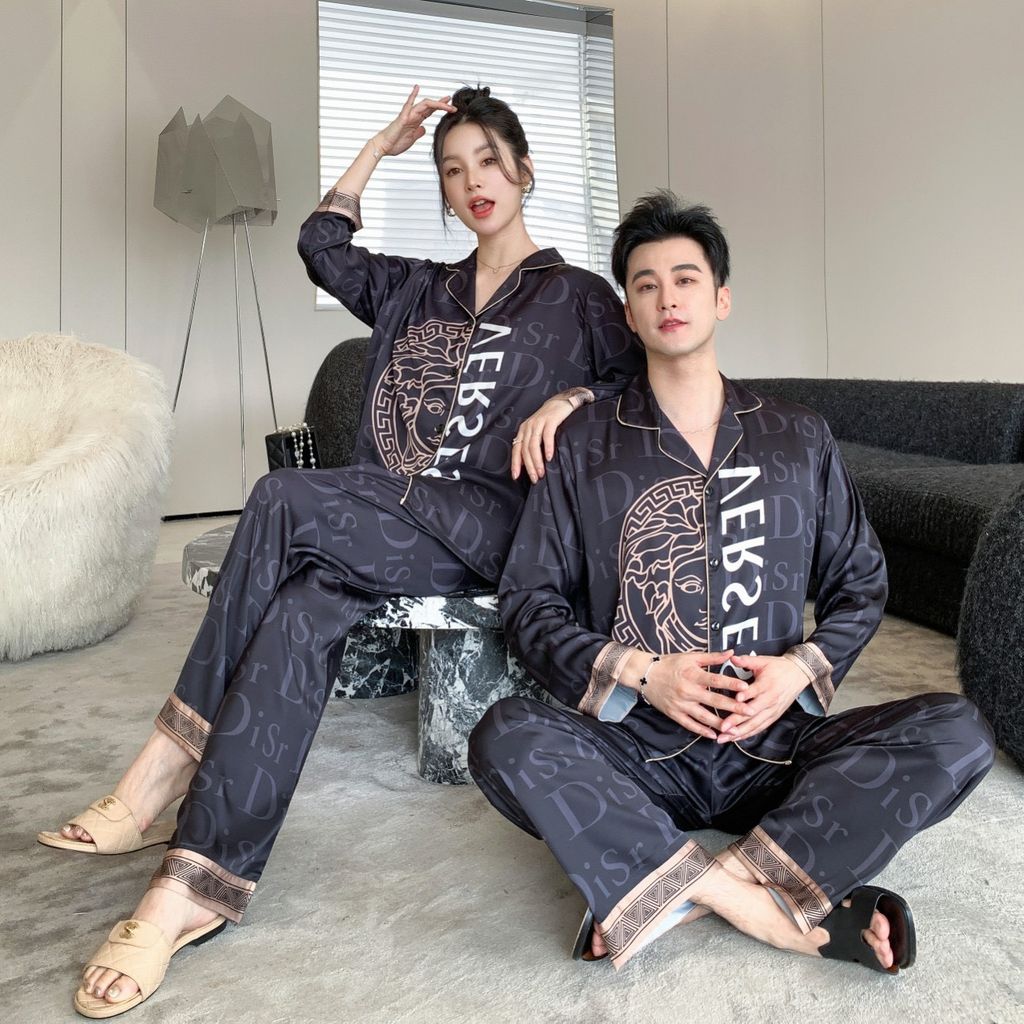 Đồ bộ Pijama lụa băng tay dài quần dài couple  DD41