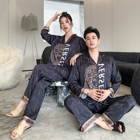 Đồ bộ Pijama lụa băng tay dài quần dài couple  DD41