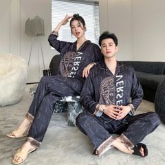 Đồ bộ Pijama lụa băng tay dài quần dài couple  DD41