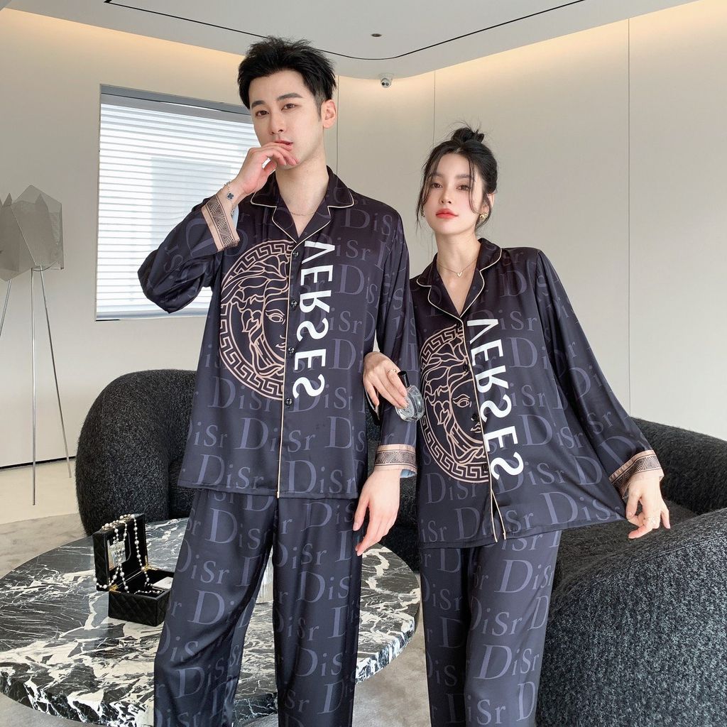 Đồ bộ Pijama lụa băng tay dài quần dài couple  DD41