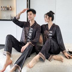 Đồ bộ Pijama lụa băng tay dài quần dài couple  DD41