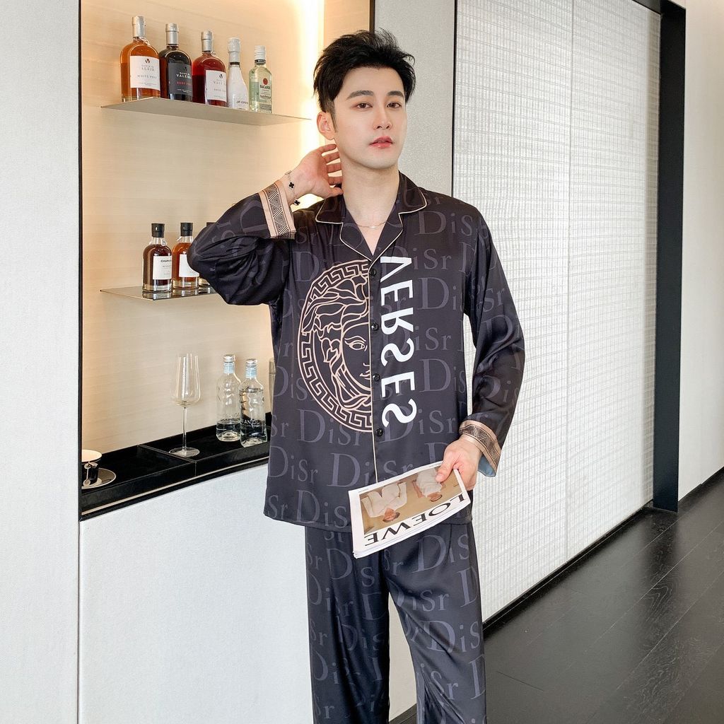 Đồ bộ Pijama lụa băng tay dài quần dài couple  DD41