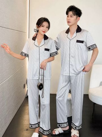Đồ bộ Pijama lụa băng tay ngắn quần dài couple CND14