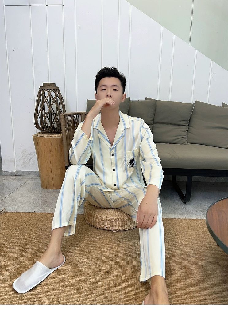 Đồ bộ Pijama lụa băng tay dài quần dài couple  DD14