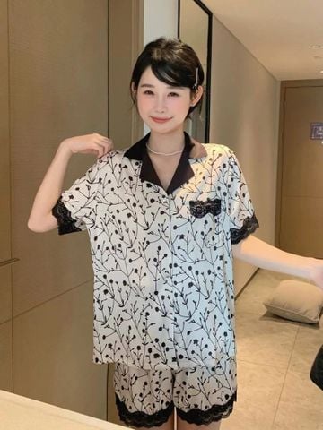 Đồ bộ ngủ Pyjama lụa băng tay ngắn quần ngắn NT19
