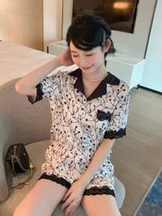 Đồ bộ ngủ Pyjama lụa băng tay ngắn quần ngắn NT19