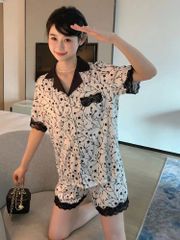 Đồ bộ ngủ Pyjama lụa băng tay ngắn quần ngắn NT19