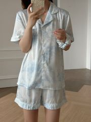 Đồ bộ ngủ Pyjama lụa băng tay ngắn quần ngắn NT15