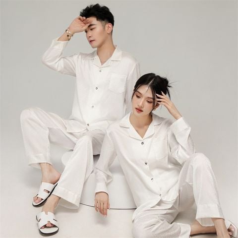 Đồ bộ ngủ Pyjama lụa băng tay dài quần dài couple DD20