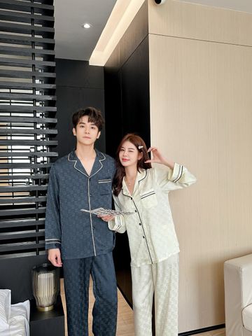 Đồ bộ ngủ Pyjama lụa băng tay dài quần dài couple DD71