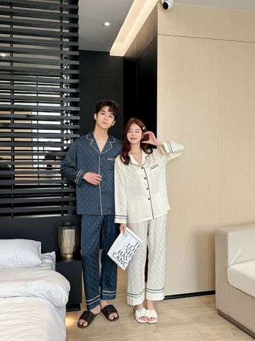 Đồ bộ ngủ Pyjama lụa băng tay dài quần dài couple DD71