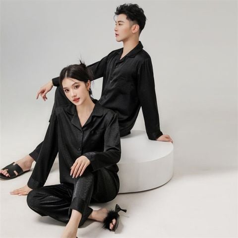 Đồ bộ ngủ Pyjama lụa băng tay dài quần dài couple DD02