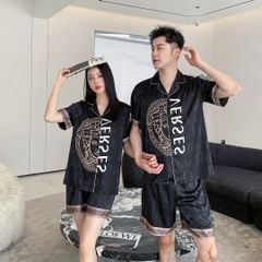 Đồ bộ ngủ Pyjama lụa băng tay ngắn quần ngắn couple CTN07