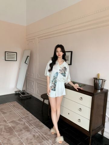 Đồ bộ ngủ Pyjama lụa băng tay ngắn quần ngắn NT45