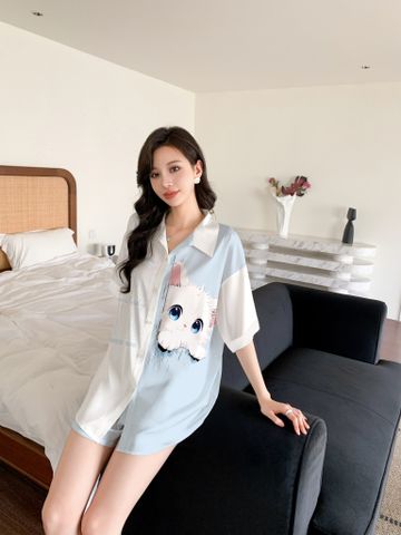 Đồ bộ ngủ Pyjama lụa băng tay ngắn quần ngắn NT53