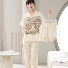 Đồ bộ ngủ Pyjama lụa vân xước tay ngắn quần dài TN29