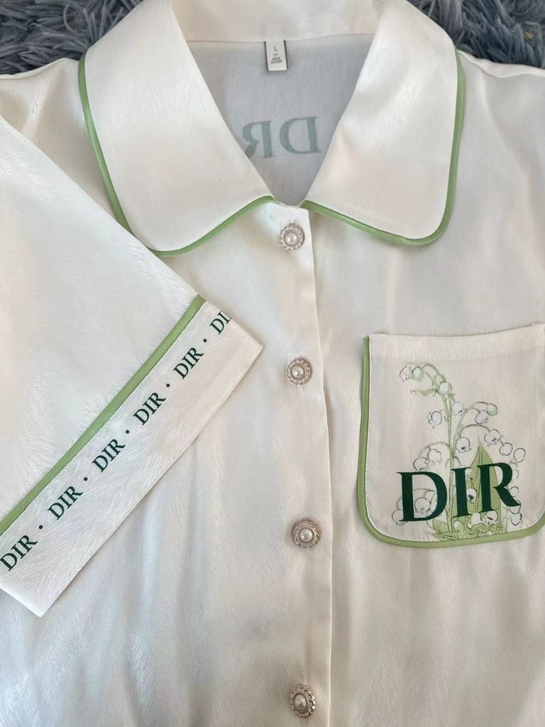 Đồ bộ ngủ Pyjama lụa vân xước tay ngắn quần dài TN51