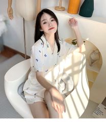 Đồ bộ ngủ Pyjama lụa băng tay ngắn quần ngắn NT03