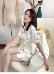 Đồ bộ ngủ Pyjama lụa băng tay ngắn quần ngắn NT03