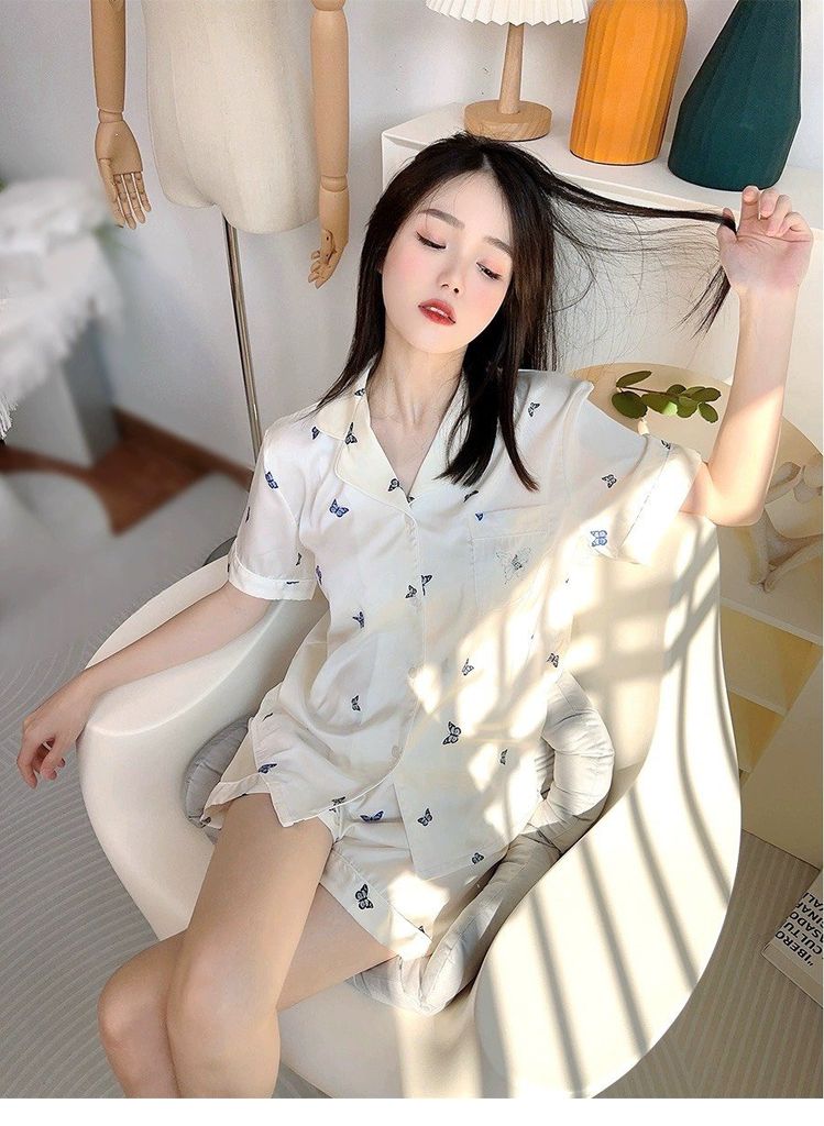 Đồ bộ ngủ Pyjama lụa băng tay ngắn quần ngắn NT03