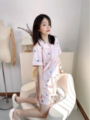 Đồ bộ ngủ Pyjama lụa băng tay ngắn quần ngắn NT03