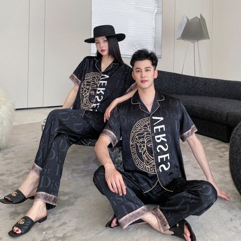 Đồ bộ Pijama lụa băng tay ngắn quần dài couple CND13