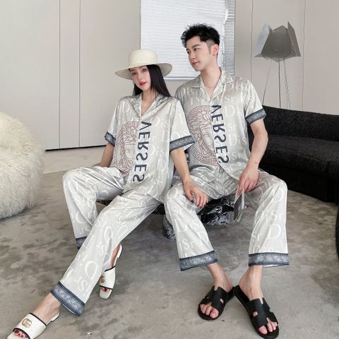 Đồ bộ Pijama lụa băng tay ngắn quần dài couple CND12