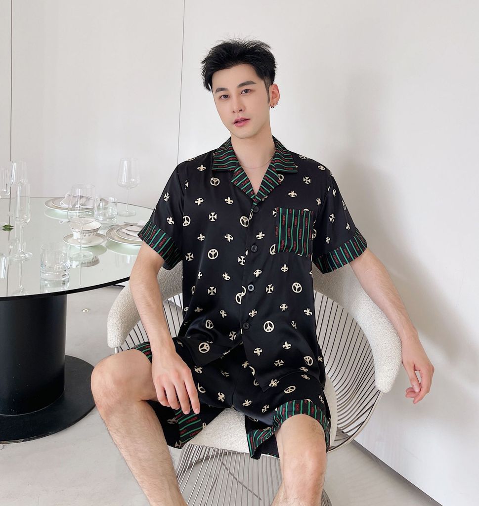 Đồ ngủ đôi Shury Store CTN15 nam nữ đồ bộ ngủ Pyjama couple tay ngắn quần ngắn chất lụa băng cao cấp