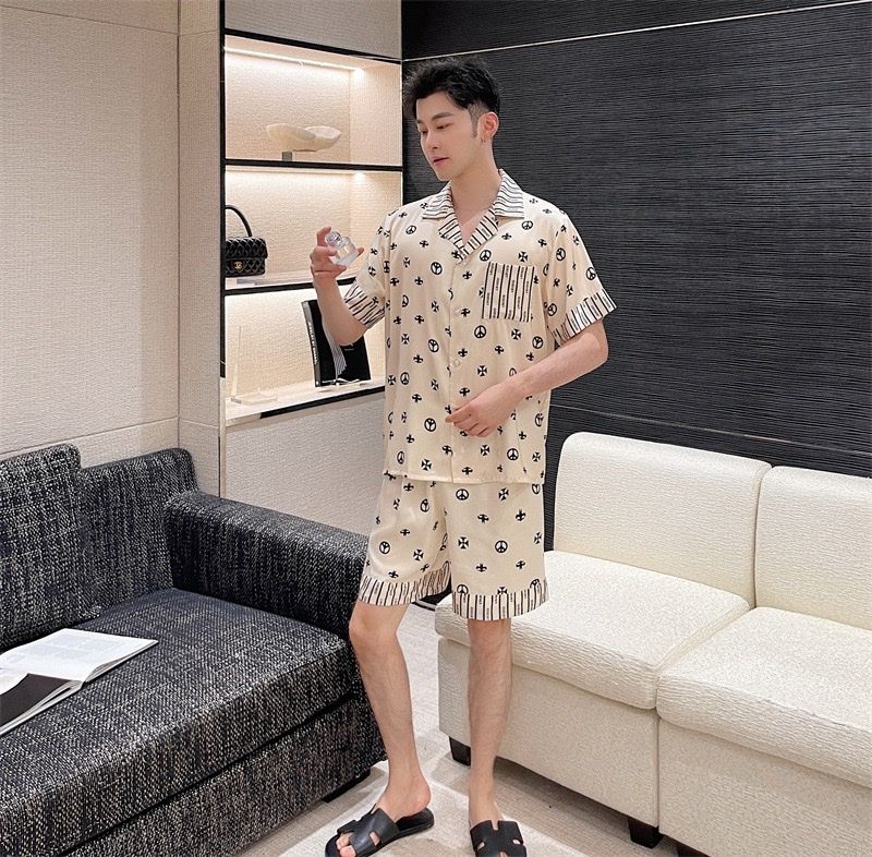Đồ ngủ đôi Shury Store CTN16 nam nữ đồ bộ ngủ Pyjama couple tay ngắn quần ngắn chất lụa băng cao cấp