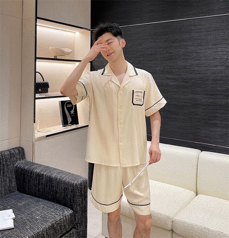 Đồ ngủ đôi Shury Store CTN19 nam nữ đồ bộ ngủ Pyjama couple tay ngắn quần ngắn chất lụa băng cao cấp