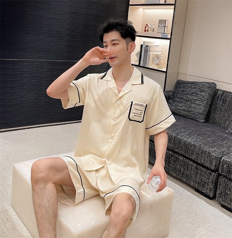 Đồ ngủ đôi Shury Store CTN19 nam nữ đồ bộ ngủ Pyjama couple tay ngắn quần ngắn chất lụa băng cao cấp