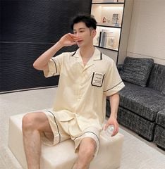 Đồ ngủ đôi Shury Store CTN19 nam nữ đồ bộ ngủ Pyjama couple tay ngắn quần ngắn chất lụa băng cao cấp