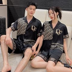 Đồ ngủ đôi Shury Store CTN28 nam nữ đồ bộ ngủ Pyjama couple tay ngắn quần ngắn chất lụa băng cao cấp