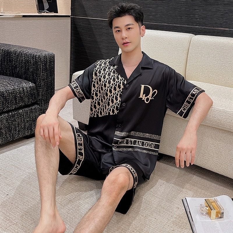 Đồ ngủ đôi Shury Store CTN28 nam nữ đồ bộ ngủ Pyjama couple tay ngắn quần ngắn chất lụa băng cao cấp