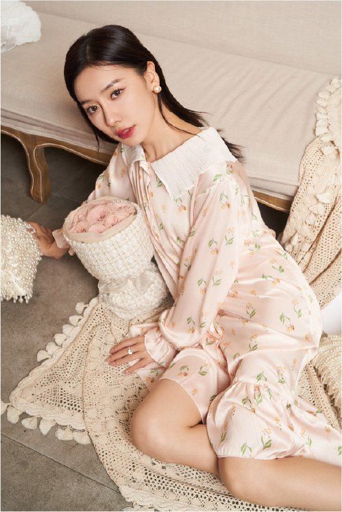 Váy ngủ sơmi lụa in hình SM29 Shury Store freesize đầm mặc nhà suông rộng mềm mại thoáng mát cao cấp