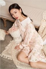 Váy ngủ sơmi lụa in hình SM29 Shury Store freesize đầm mặc nhà suông rộng mềm mại thoáng mát cao cấp