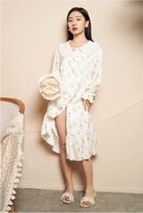 Váy ngủ sơmi lụa in hình SM29 Shury Store freesize đầm mặc nhà suông rộng mềm mại thoáng mát cao cấp