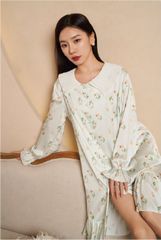 Váy ngủ sơmi lụa in hình SM29 Shury Store freesize đầm mặc nhà suông rộng mềm mại thoáng mát cao cấp