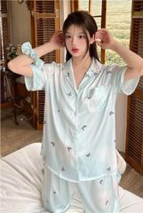 Đồ bộ ngủ nữ Pyjama lụa băng Shury Store tay ngắn quần dài mặc nhà , mặc ngủ TN16 có size 45-75 kg