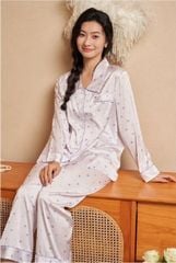 Đồ bộ ngủ nữ Pyjama lụa băng trơn Shury Store tay dài quần dài mặc nhà , mặc ngủ TD82 size 45-75kg