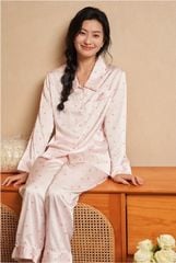 Đồ bộ ngủ nữ Pyjama lụa băng trơn Shury Store tay dài quần dài mặc nhà , mặc ngủ TD82 size 45-75kg