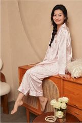 Đồ bộ ngủ nữ Pyjama lụa băng trơn Shury Store tay dài quần dài mặc nhà , mặc ngủ TD82 size 45-75kg