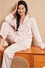 Đồ bộ ngủ nữ Pyjama lụa băng trơn Shury Store tay dài quần dài mặc nhà , mặc ngủ TD82 size 45-75kg