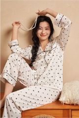 Đồ bộ ngủ nữ Pyjama lụa băng trơn Shury Store tay dài quần dài mặc nhà , mặc ngủ TD82 size 45-75kg
