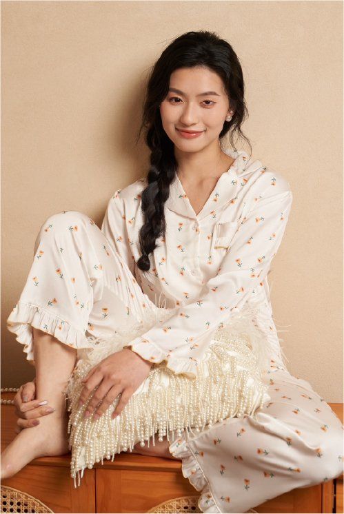 Đồ bộ ngủ nữ Pyjama lụa băng trơn Shury Store tay dài quần dài mặc nhà , mặc ngủ TD81 size 45-75kg