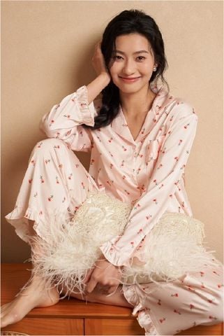 Đồ bộ ngủ nữ Pyjama lụa băng trơn Shury Store tay dài quần dài mặc nhà , mặc ngủ TD81 size 45-75kg